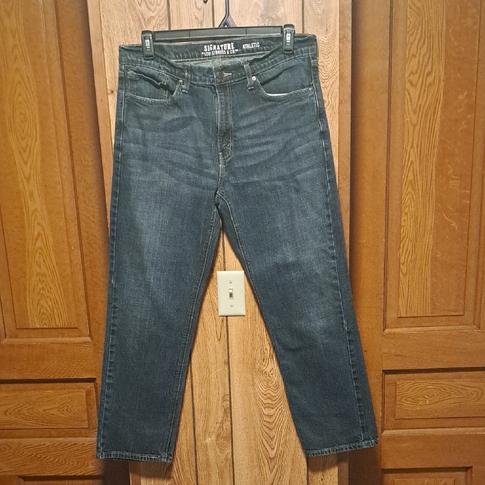 Signature Men's By Levi Strauss Indigo Athletic Straight Jeans W36 L32
